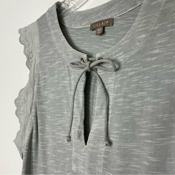 LILA P Sleeveless Cotton Embroidered Ruffle Bohemian Minimalist Dress XS - Picture 3 of 12